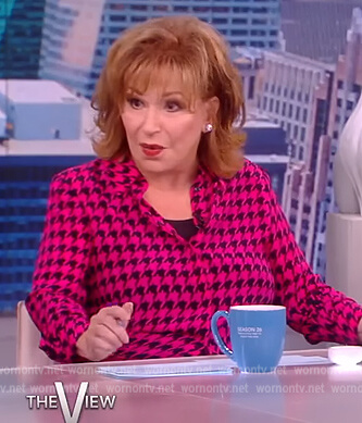 Joy's pink houndstooth blouse on The View