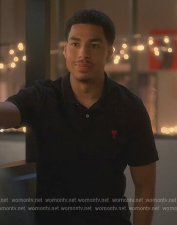 Junior's black polo shirt on Grown-ish