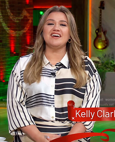 Kelly's mixed stripe dress on The Kelly Clarkson Show