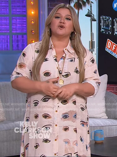 Kelly's eye print shirtdress on The Kelly Clarkson Show