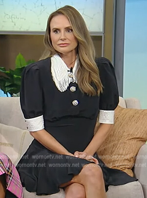 Keltie Knight's black contrast collar mini dress on Tamron Hall Show