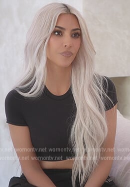 Kim's black cropped top on The Kardashians