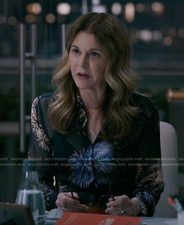 Kit's black fireworks print blouse on The Resident