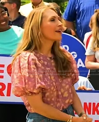Lori's pink printed puff sleeve top on Good Morning America