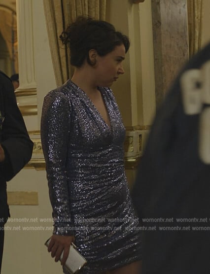 Marissa's blue sequin mini dress on The Good Fight