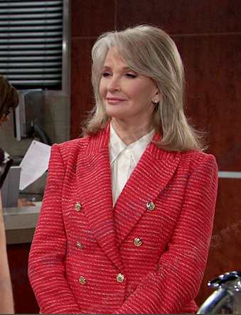 Marlena's red tweed blazer on Days of our Lives
