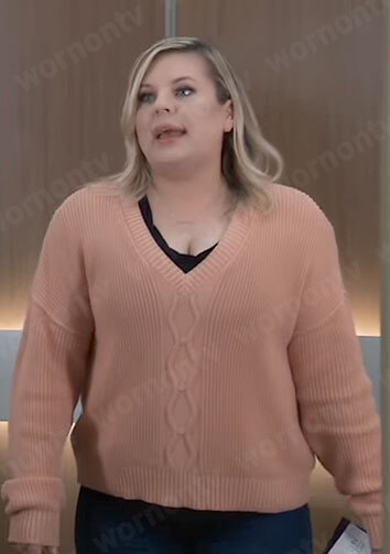 Maxie's peach v-neck sweater on General Hospital