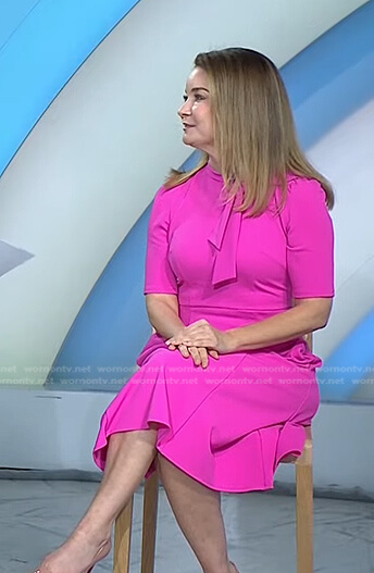 Melanie Fish's pink tie neck dress on Today