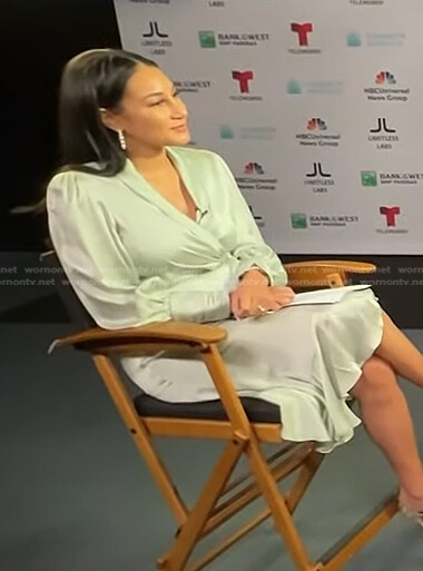 Morgan's green satin wrap dress on Today