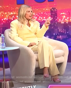 Morgan's yellow double breasted blazer on E! News Nightly Pop