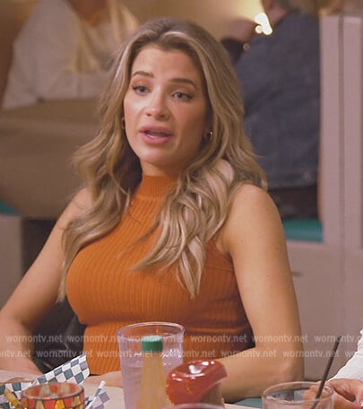 Naomie's orange sleeveless ribbed crop top on Southern Charm