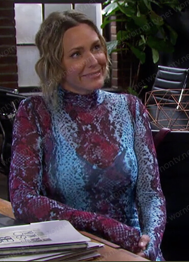 Nicole's snakeskin print mesh dress on Days of our Lives