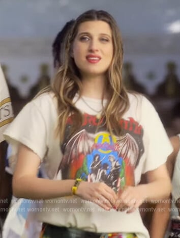 Nomi's white Aerosmith graphic tee on Grown-ish
