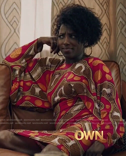 Nova's red printed dress on Queen Sugar