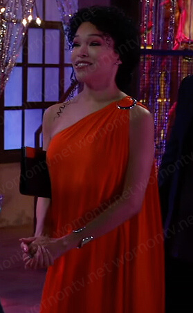 Portia's red one shoulder dress on General Hospital