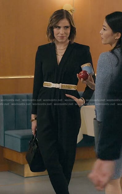 Rachel's black jumpsuit on Partner Track