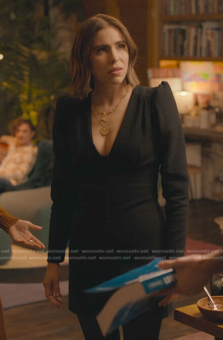 Rachel's black Thanksgiving dress on Partner Track