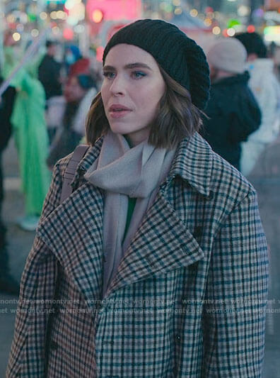 Rachel's checked double-breasted coat on Partner Track