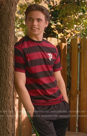 Robby's red stripe tee on Cobra Kai