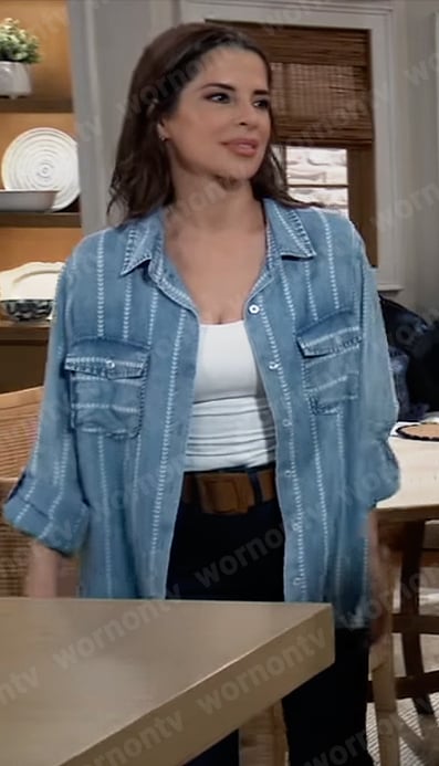 Sam's denim heart stripe shirt on General Hospital