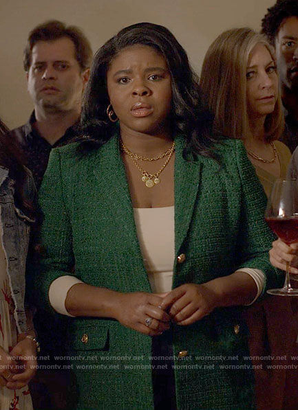 Sam's friend's green tweed blazer on American Horror Stories