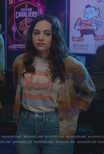 Samantha's ombre knit cardigan on Cobra Kai