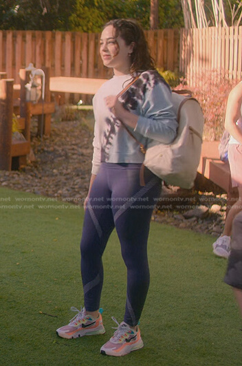 Samantha's purple leggings and sneakers on Cobra Kai