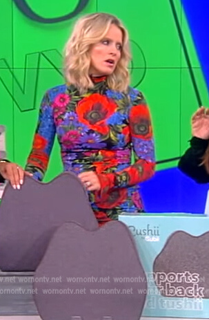 Sara's floral print turtleneck mesh dress on The View