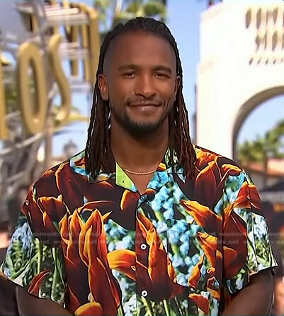 Scott's multicolor floral shirt on Access Hollywood