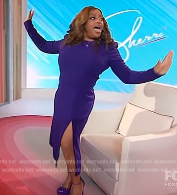Sherri's purple midi dress on Sherri