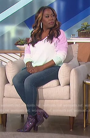 Sheryl's ombre v-neck sweater on The Talk