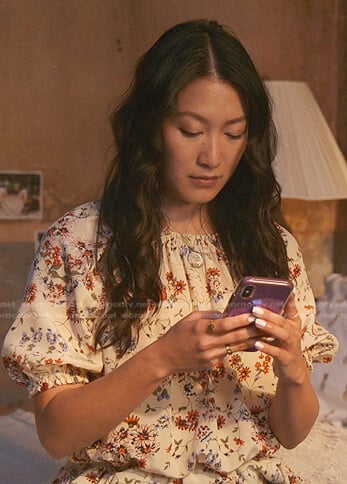 Sumi's yellow floral top on Good Trouble