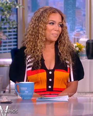 Sunny's multicolored stripe ribbed dress on The View