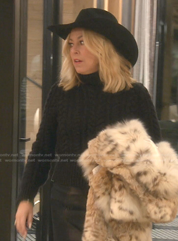 Sutton's black cable knit turtlneck sweater on The Real Housewives of Beverly Hills