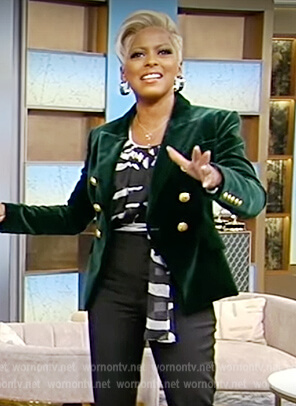 Tamron's green velvet blazer on Tamron Hall Show
