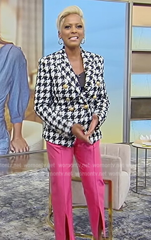 Tamron's houndstooth blazer on Tamron Hall Show