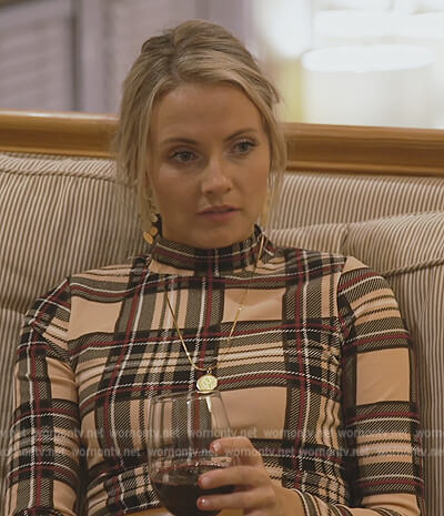 Taylor's plaid mock neck bodysuit on Southern Charm