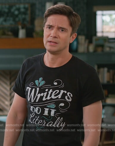Ben's black Writers do it literally print tee on Home Economics