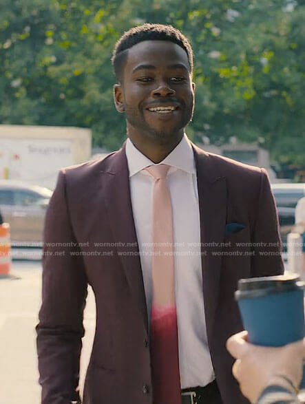 Tyler's pink dip-dye tie on Partner Track