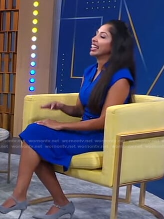 Vanita's blue v-neck sheath dress on Good Morning America