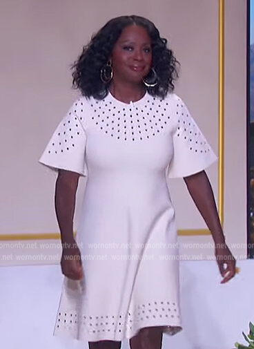 Viola Davis's white eyelet detail mini dress on The Jennifer Hudson Show