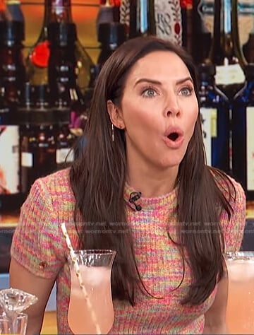 Whitney Cummings's multicolor short knit top on Access Hollywood