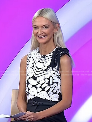 Zanna Roberts Rassi's black and white embroidered sleeveless top on Today