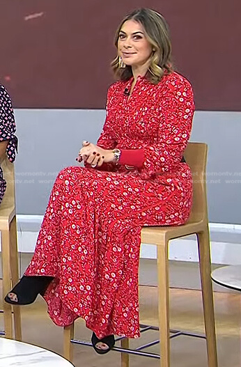 Katie Nicholl's red floral maxi dress on Today
