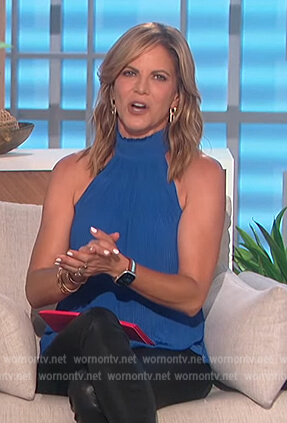 Natalie's blue turtleneck top on The Talk