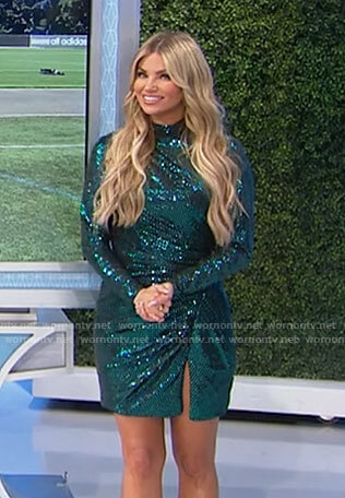 Amber's green long sleeved mini dress on The Price is Right