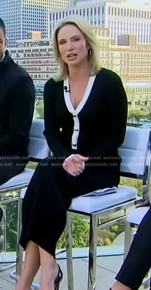 Amy's black contrast v-neck dress on Good Morning America