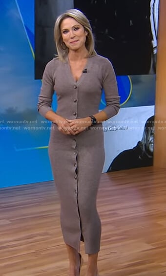 Amy's grey button down knit dress on Good Morning America