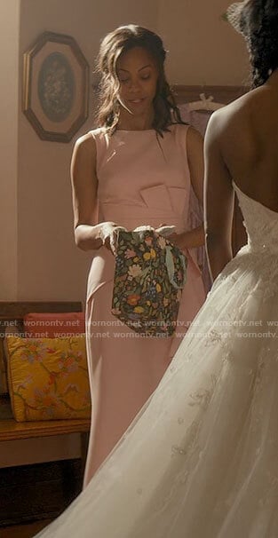 Amy's blush pink bridesmaid dress on From Scratch