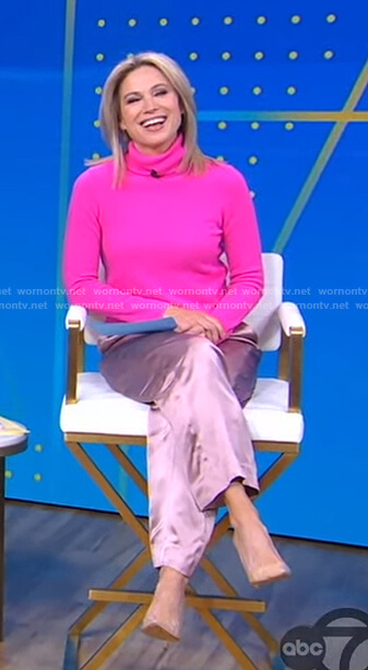 Amy's pink turtleneck sweater and pants on Good Morning America